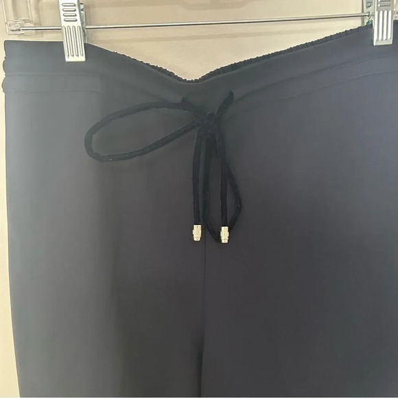 Ted Baker Navy Wide Leg Elastic Waist Trouser Pants Velvet Panel Size 3 (Medium) - Picture 2 of 8